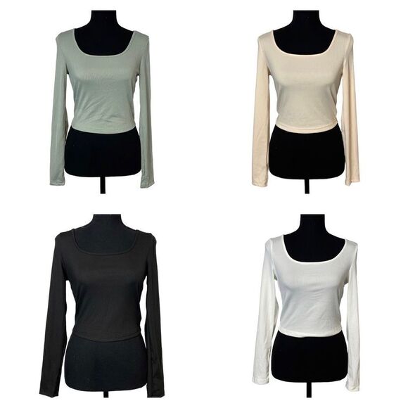 - #173 Bundle of four stretch knit crop tops - Picture 1 of 10